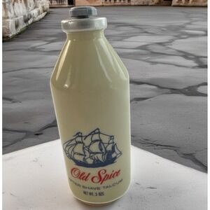 Old Spice After Shave Talcum Bottle 3oz Shulton Inc Classic Nautical Ship Desig
